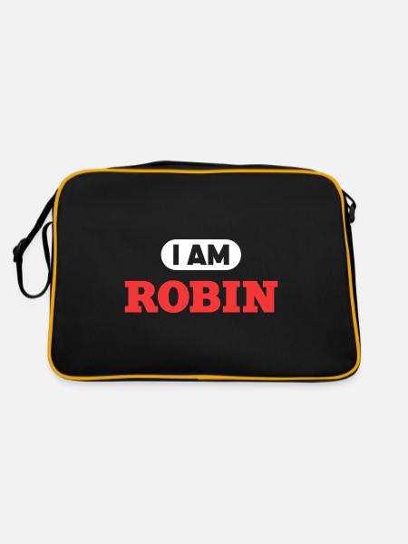 Robin Name Saying für stolze Robins - Retro Tasche - Schwarz/Gold - Hinten