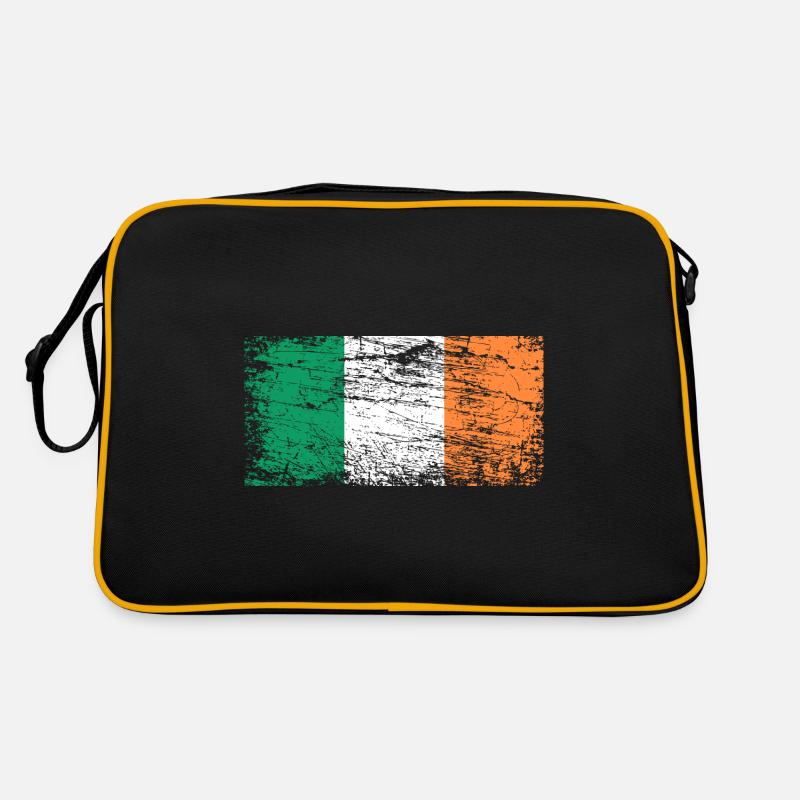 Irlands flag - Retro taske - sort/guldgul