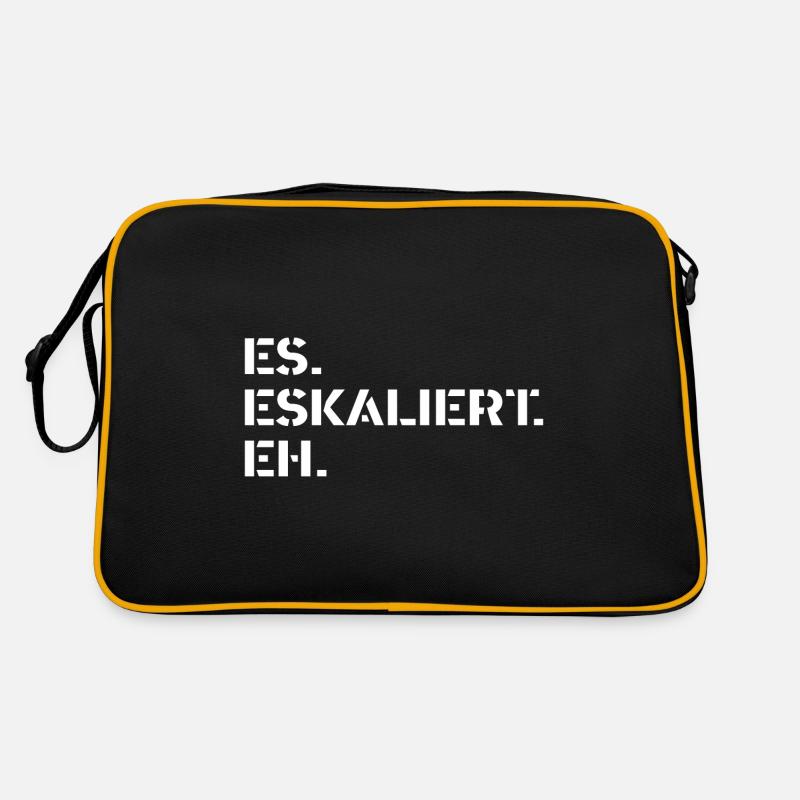 Spruch - Es. Eskaliert. Eh. - Retro Tasche - Schwarz/Gold