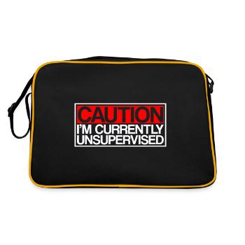 Caution I'm Currently Unsupervised 3 - Retro Tasche - Schwarz/Gold - Hinten