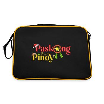 Paskong Pinoy Weihnachtsdesign für Filipinos - Retro Tasche - Schwarz/Gold - Hinten