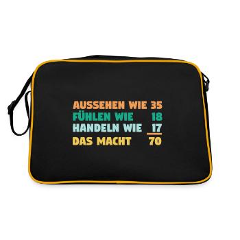 Siebzig Siebzigster 70 Jahre Geburtstag - Retro Tasche - Schwarz/Gold - Hinten