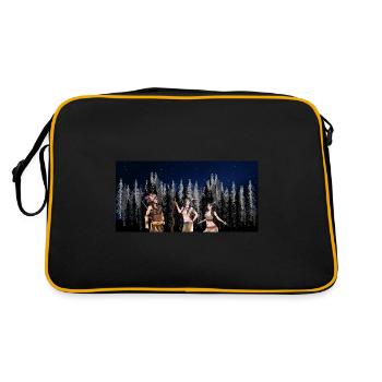 Wildnis schamane Krieger Ureinwohner - Retro Tasche - Schwarz/Gold - Hinten