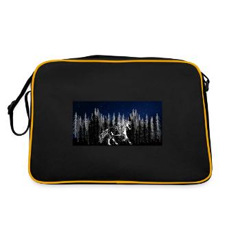 Wildnis Sternenhimmel Wildpferd Hengst Pferdenarr - Retro Tasche - Schwarz/Gold - Hinten