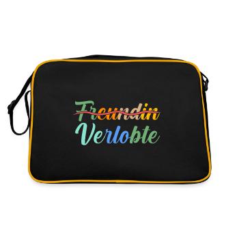 Heiratsantrag Beziehungsstatus Freundin Verlobte - Retro Tasche - Schwarz/Gold - Hinten