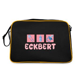 Geschenk für Eckbert - Retro Tasche - Schwarz/Gold - Hinten