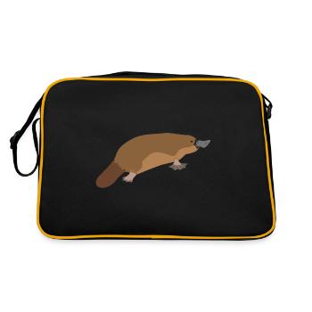 Schnabeltier - Platypus - Retro Tasche - Schwarz/Gold - Hinten