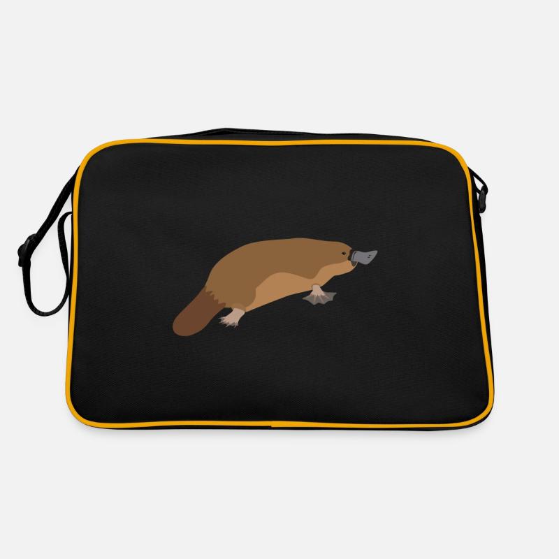 Schnabeltier - Platypus - Retro Tasche - Schwarz/Gold