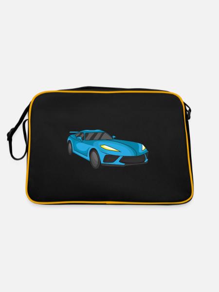 Sportwagen rennen - Retro Tasche - Schwarz/Gold - Hinten