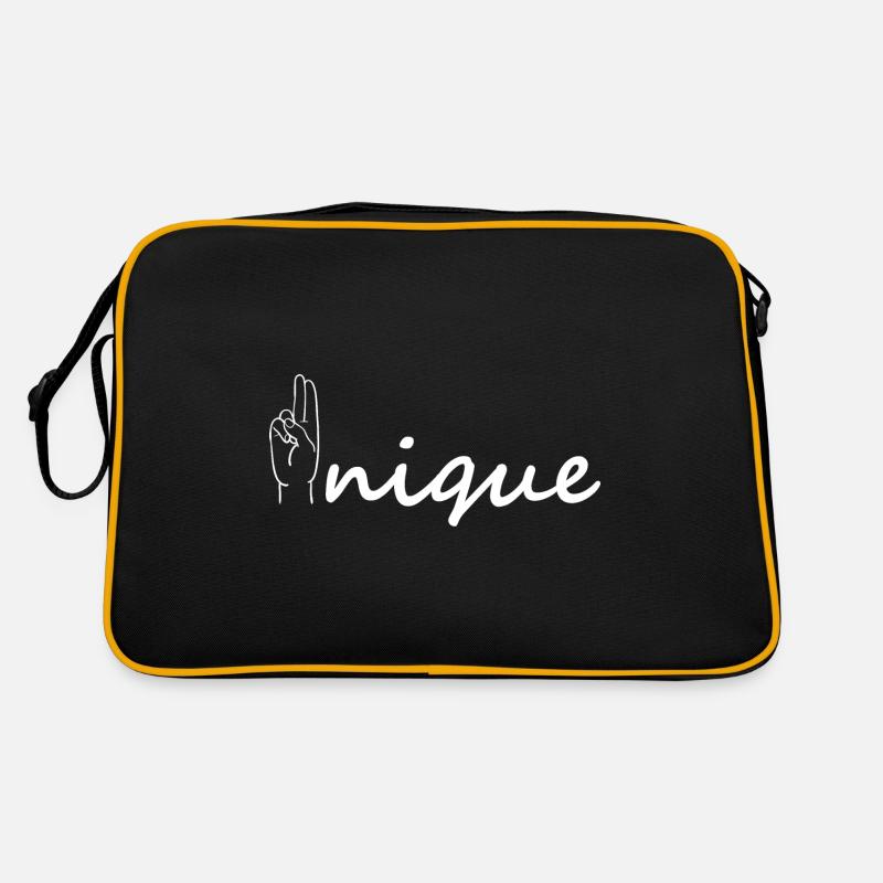 Unique ASL Alphabet American Sing Language ASL - Retro Tasche - Schwarz/Gold