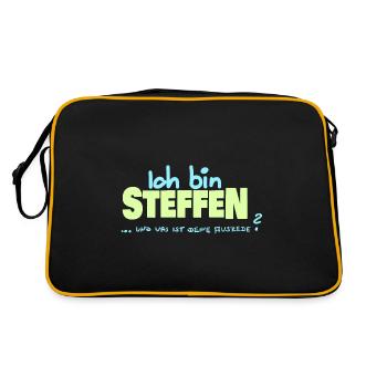 Steffen - Retro Tasche - Schwarz/Gold - Hinten