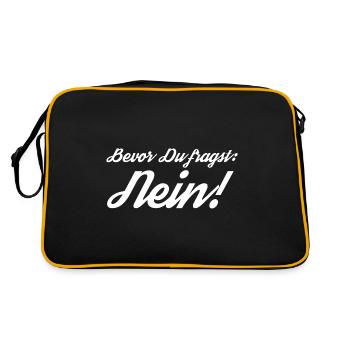 Bevor Du fragst: NEIN! - Retro Tasche - Schwarz/Gold - Hinten