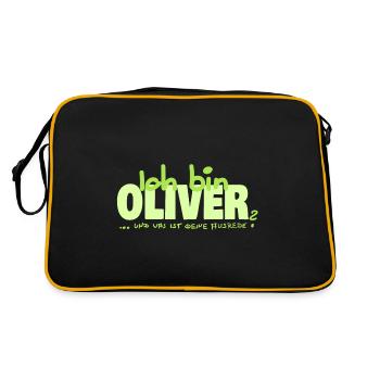 Ausrede für Oliver Oliver Namenschild - Retro Tasche - Schwarz/Gold - Hinten