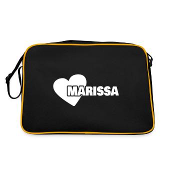 Geburt für Marissa Vorname Geboren - Retro Tasche - Schwarz/Gold - Hinten