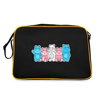 Trans flag hippopotamus design for trans people - Retro Bag - black/gold - Back