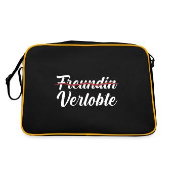 Heiratsantrag Beziehungsstatus Freundin Verlobte - Retro Tasche - Schwarz/Gold - Hinten