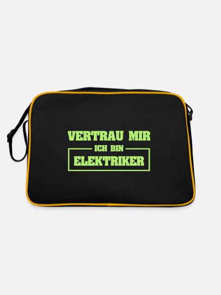 Geschenk für Elektriker - Retro Tasche - Schwarz/Gold - Hinten