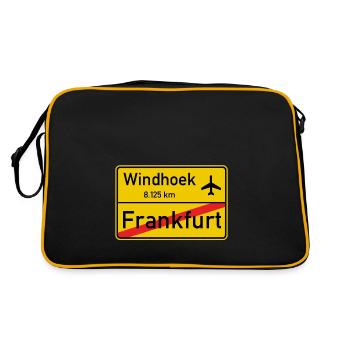 Travel Design Windhoek | Namibia | Flug Frankfurt - Retro Tasche - Schwarz/Gold - Hinten