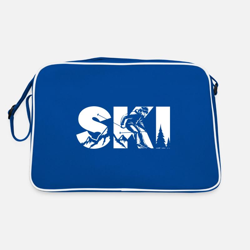 Ski Fahrer Berg Retro Tasche