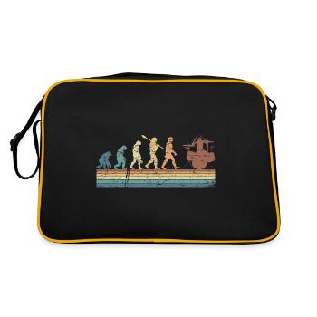 Evolution of man Drums Band Retro Vintage Drummer - Retro Tasche - Schwarz/Gold - Hinten