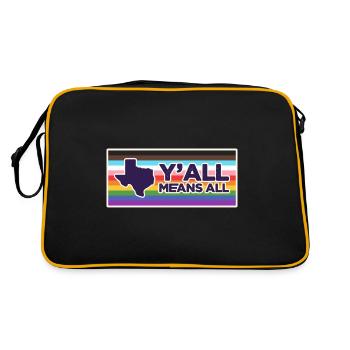 Y'all Means Y'all Flag für stolze LGBT+ Texaner - Retro Tasche - Schwarz/Gold - Hinten