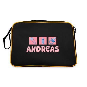 Schnuller Andreas - Retro Tasche - Schwarz/Gold - Hinten