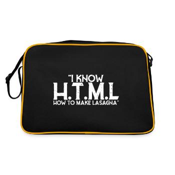 I Know HTML How To Make Lasagna - Retro Bag - black/gold - Back