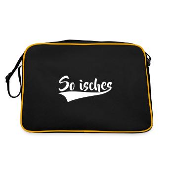 So isches Spruch Sprüche Schwäbisch Schwaben - Retro Tasche - Schwarz/Gold - Hinten