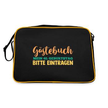 Vierzig 40 Jahre Gästebuch Vierzigster Geburtstag - Retro Tasche - Schwarz/Gold - Hinten