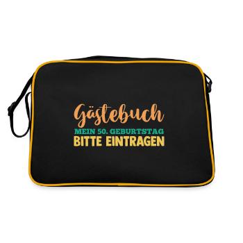 Fünfzig 50 Jahre Gästebuch Fünfzigster Geburtstag - Retro Tasche - Schwarz/Gold - Hinten