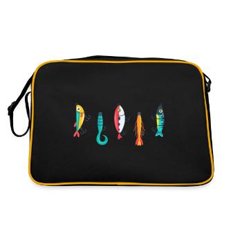 Angler angeltAngelköder Angelhaken Angelschein - Retro Tasche - Schwarz/Gold - Hinten