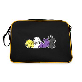 Nonbinary Flag Bunny Design for Proud Enbys - Retro Bag - black/gold - Back