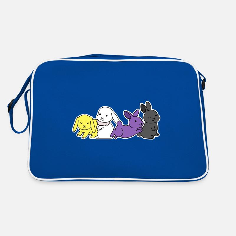 Nonbinary Flag Bunny Design for Proud Enbys Retro Bag