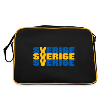 Schweden Schwedisch Sverige - Retro Tasche - Schwarz/Gold - Hinten