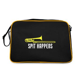 Funny Trombone Spit Happens Trombone Player - Retro Tasche - Schwarz/Gold - Hinten