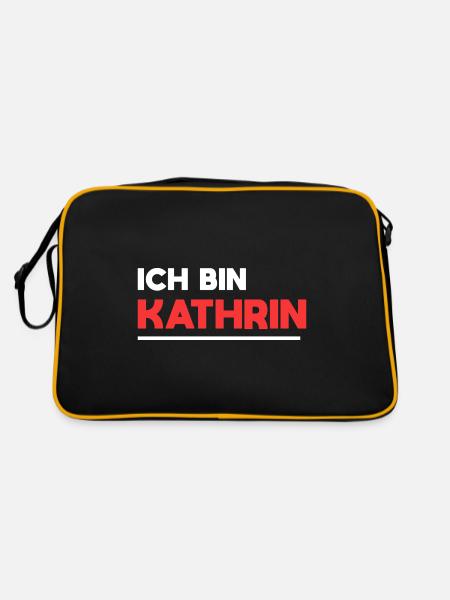 Kathrin Name Spruch für stolze Kathrins - Retro Tasche - Schwarz/Gold - Hinten