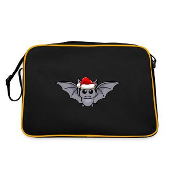 Fledermaus Comic Weihnachten - Retro Tasche - Schwarz/Gold - Hinten
