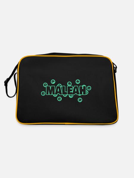 Geschenk für Maleah - Retro Tasche - Schwarz/Gold - Hinten