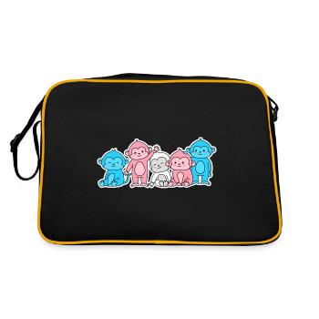 Trans flag monkey design for trans people - Retro Bag - black/gold - Back