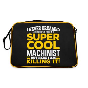 Super Cool Machinist, Zerspanungsmechaniker Dreher - Retro Tasche - Schwarz/Gold - Hinten