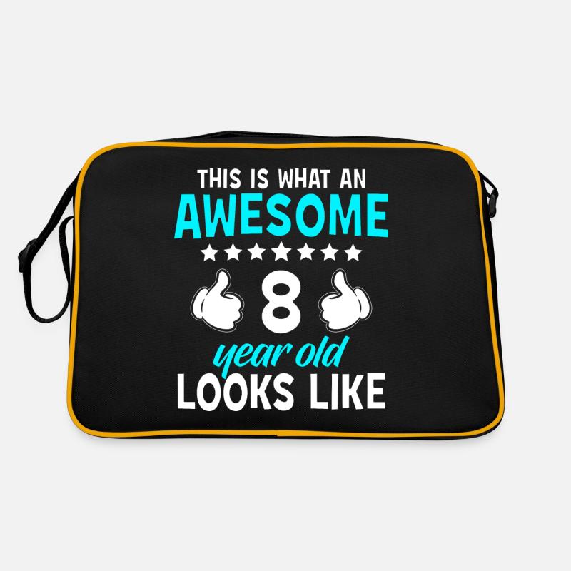 This Is What An Awesome 8 Year Old Looks Like - Retro Bag - black/gold