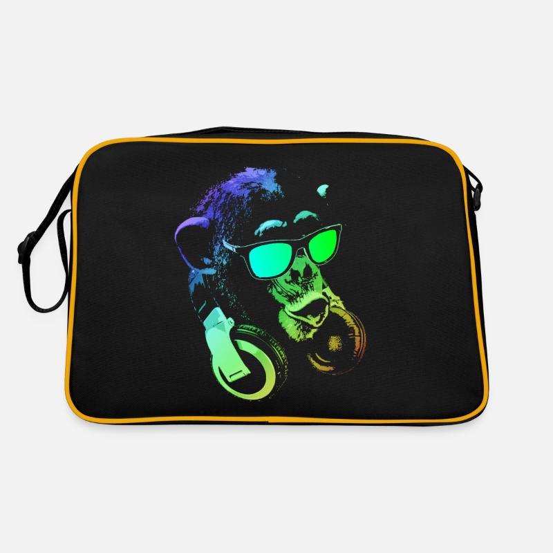 Affe DJ - Retro Tasche - Schwarz/Gold