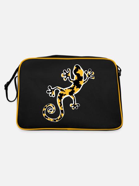 Yellow and black spotted leopard gecko - Retro Bag - black/gold - Back