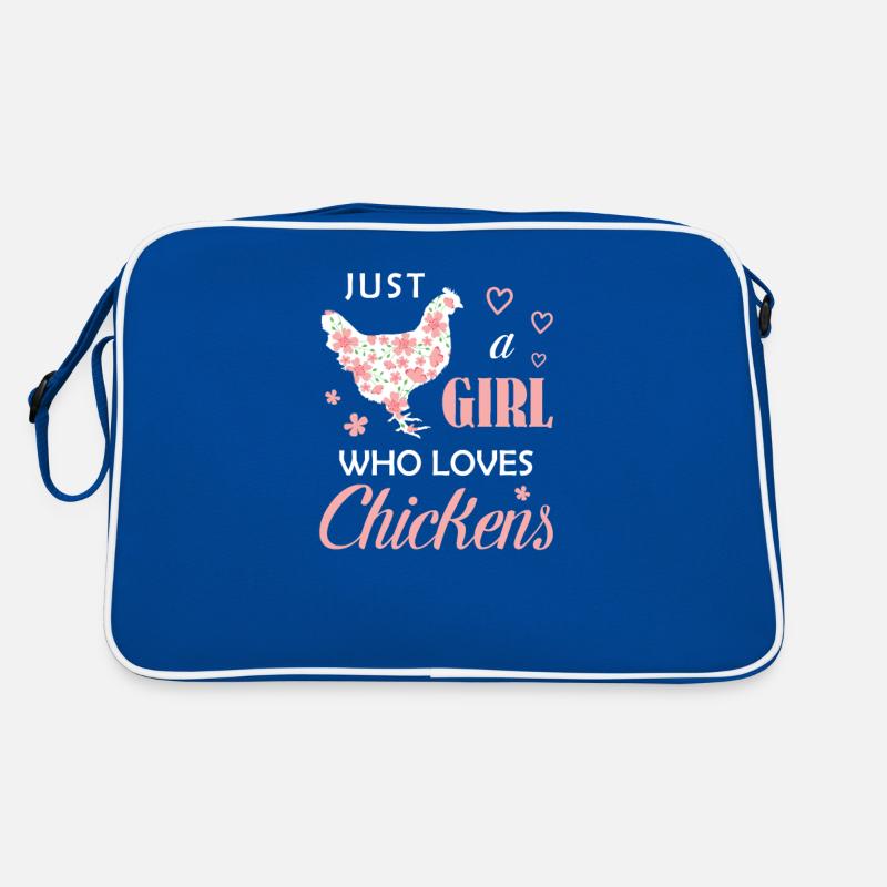 Nur ein Mädchen, das Hühner Huhn Blumen weit liebt Retro Tasche