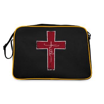 Glaube Jesus Christus Gebet Liebe Christ - Retro Tasche - Schwarz/Gold - Hinten