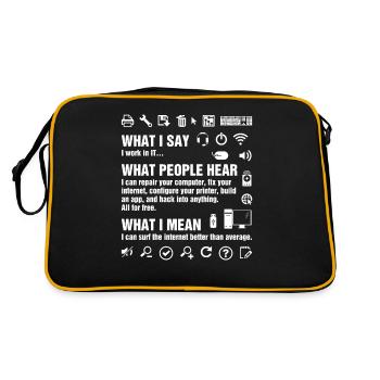 I Work In IT Funny Computer Whisperer Geek IT Prof - Retro Bag - black/gold - Back