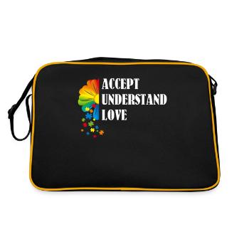 Autism Awareness Daisy Flower Accept Understand Lo - Retro Bag - black/gold - Back