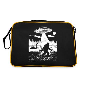 Bigfoot UFO-Entführung Lustige Sasquatch-Aliens-Krypta - Retro Tasche - Schwarz/Gold - Hinten
