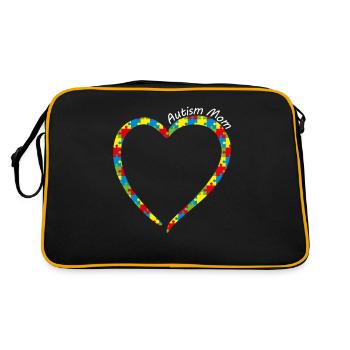 Autism Mom Heart Of Puzzle Peaces Cute Autism Awar - Retro Bag - black/gold - Back