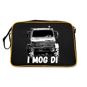 Unimog , Nutzfahrzeug, Lkw, Unimog 406, Traktor - Retro Tasche - Schwarz/Gold - Hinten